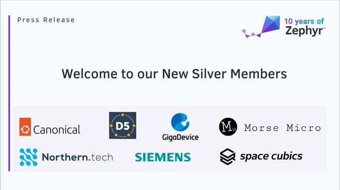 Zephyr Project Welcomes Seven New Silver Members as Global Embedded Ecosystem Continues to Grow